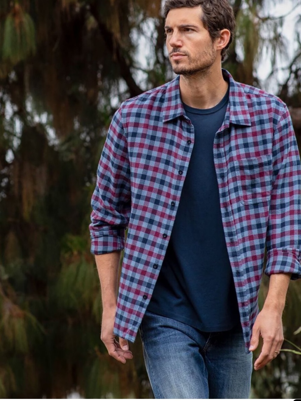 🔥Outerknown Mens Plaid Transitional Flannel Shirt SZ L 🔥